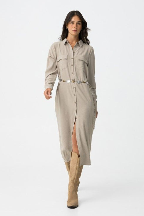 Abito camicia lungo con cintura – Tiffosi